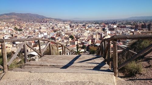 View of town against clear sky