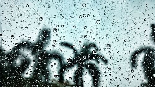 Full frame shot of raindrops on window