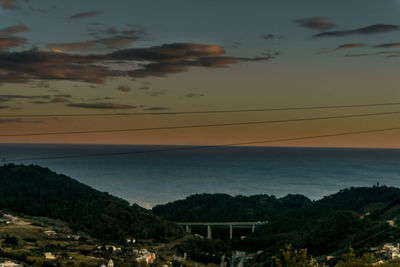 Scenic view of sea against sky at sunset