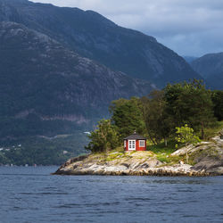 A beautiful norway landscape at the fjords in september. authentic scenery of northern europe.