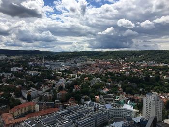 High angle view of townscape against sky