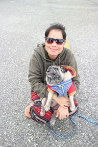 Woman with pug