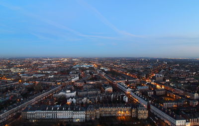 Aerial view of cityscape against sky