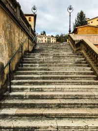 Low angle view of stairs against sky