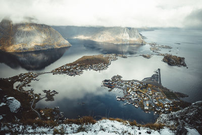 Scenic view of sea against sky during winter