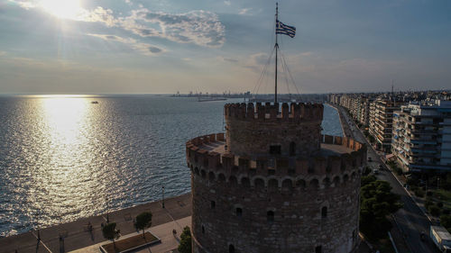 Panoramic view of sea against sky during sunset