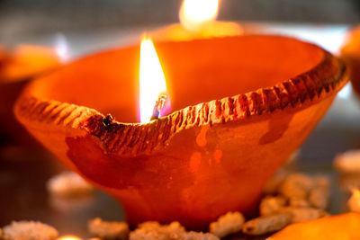 Close-up of lit candle