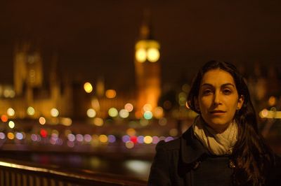 Portrait of woman at night