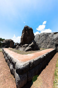 Rock formations on landscape against sky