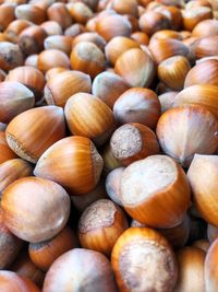 Full frame shot of hazelnuts for sale at market