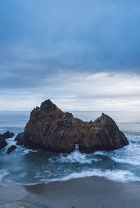 Rocks in sea against sky