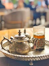 Close-up of tea cup on table