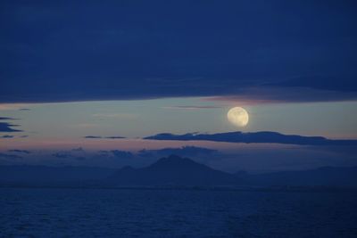 Scenic view of sea against sky at night