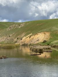 Scenic view of lake against sky