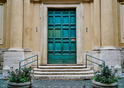 Closed door of building