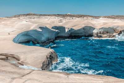 Scenic view of sea against clear sky