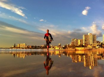 Reflection of buildings in water