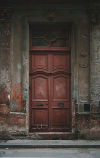 Closed door of old building