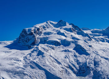 Scenic view of snowcapped mountains against clear blue sky - monte rosa