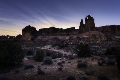 View of rock formations at sunset