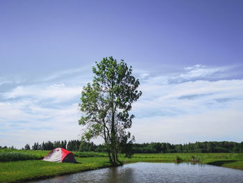 Scenic view of lake against sky