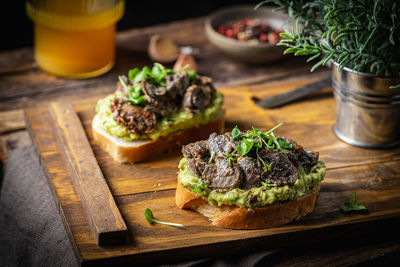 Close-up of food on table