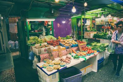 Various vegetables for sale at market stall