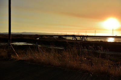 Scenic view of sunset over sea