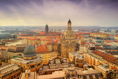High angle view of buildings in city