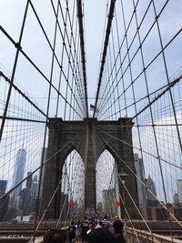 Low angle view of suspension bridge