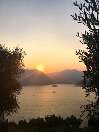 Scenic view of mountains at sunset