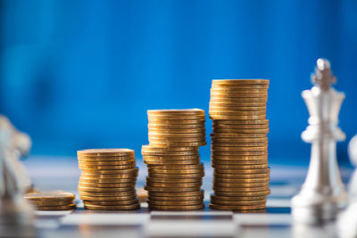 Stack of coins on chess board