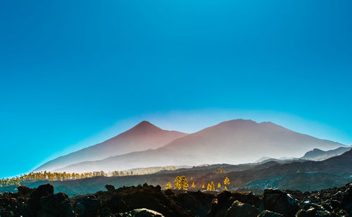 Scenic view of landscape against blue sky