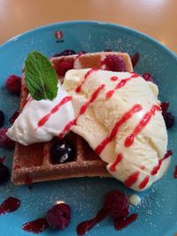 Close-up of cake served on plate