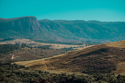 Scenic view of mountains against clear sky