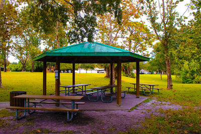 Empty bench in park