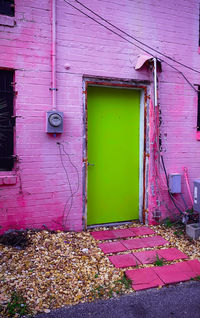 Closed door of building