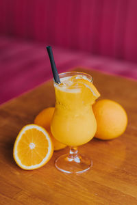 Orange fruit on table