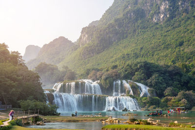 Scenic view of waterfall