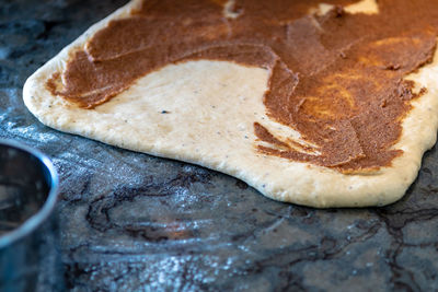 High angle view of bread on table