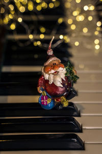 Close-up of christmas decoration on table