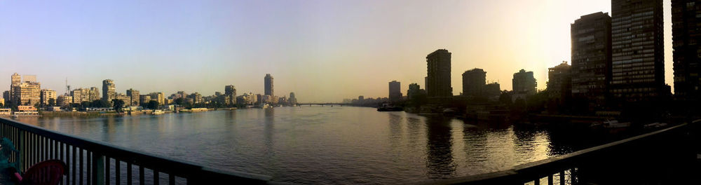 Panoramic view of city at waterfront