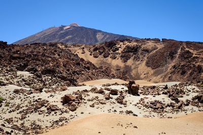 Scenic view of mountains against clear sky