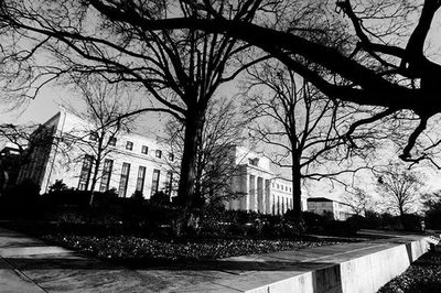 Bare trees with buildings in background