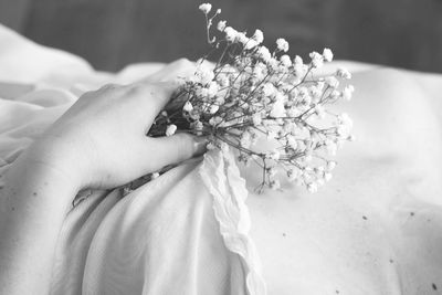 Close-up of hand holding flower