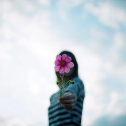 Close-up of hand holding flower