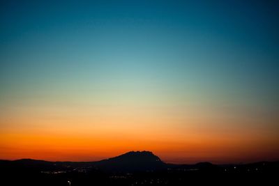 Scenic view of mountains at sunset