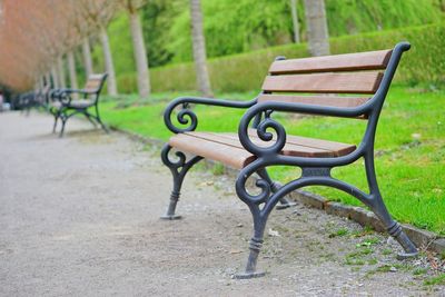 Empty bench in park