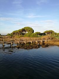 Scenic view of lake against sky