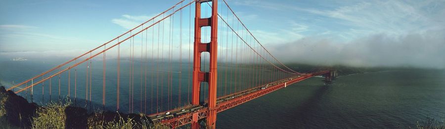 Panoramic view of golden gate bridge against sky